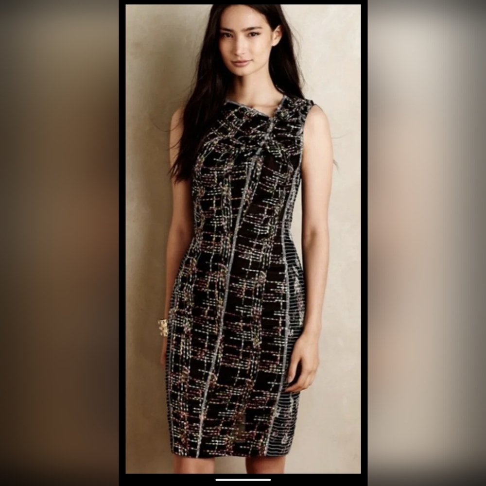 Byron Lars‎ Beauty Mark Multi Color Embroidered Floral Sleeveless Dress Size 6